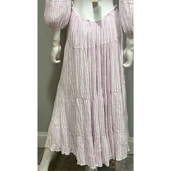 Cinq a Sept Lyle Cutout Lilac Striped Midi Dress Size 4 - Picture 6 of 7